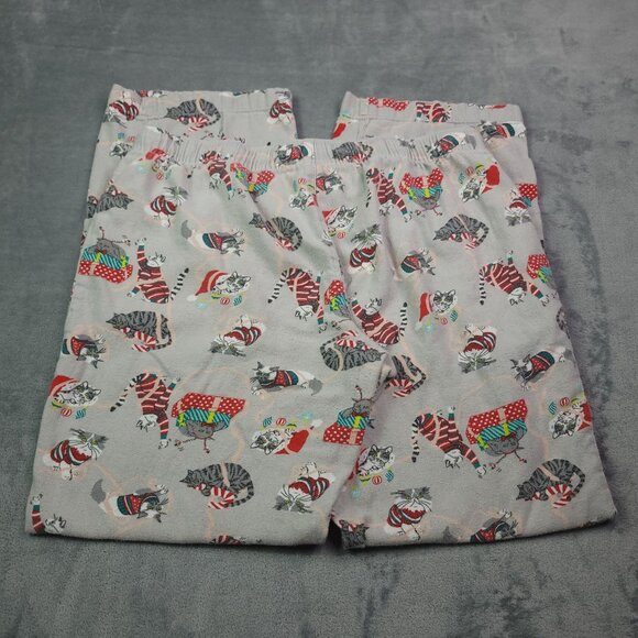Old Navy Womens Christmas Cat Lounge Pants Medium Elastic Waist Flannel - Picture 2 of 6